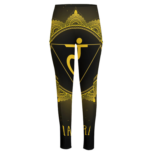 Manipura Chakra Symbol Print High-Waisted Pocket Leggings