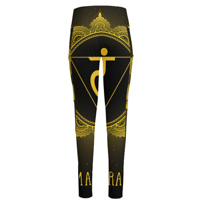 Manipura Chakra Symbol Print High-Waisted Pocket Leggings