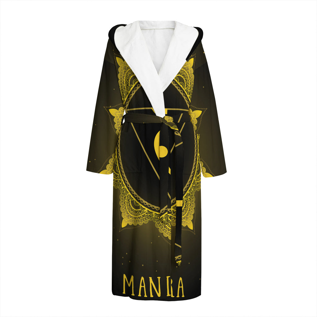 Manipura Chakra Symbol Print Hooded Bathrobe
