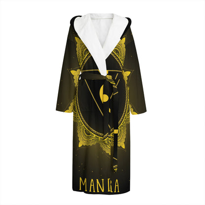 Manipura Chakra Symbol Print Hooded Bathrobe