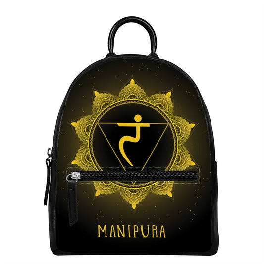Manipura Chakra Symbol Print Leather Backpack
