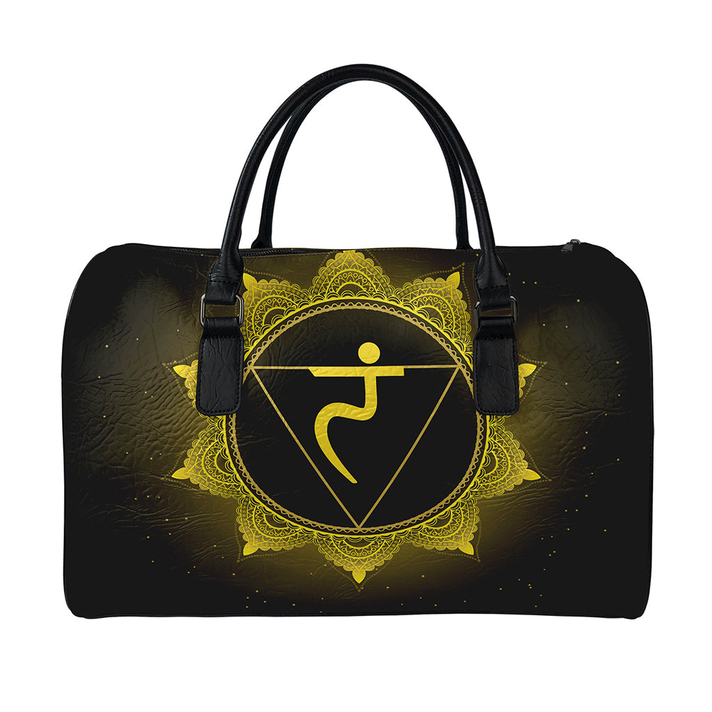Manipura Chakra Symbol Print Leather Duffle Bag