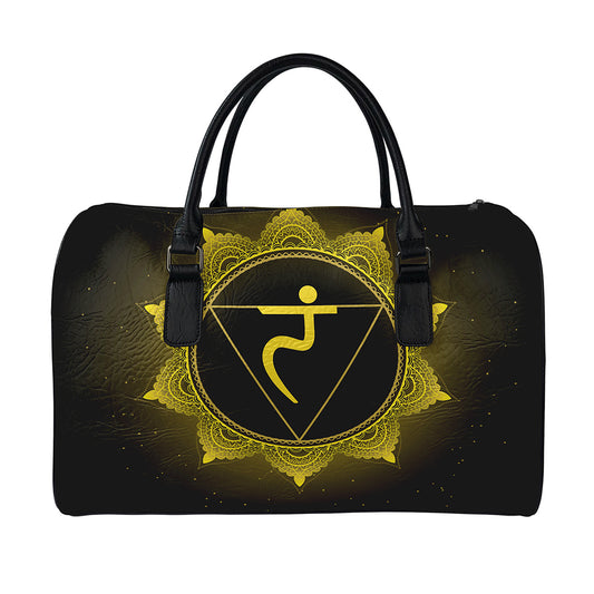Manipura Chakra Symbol Print Leather Duffle Bag