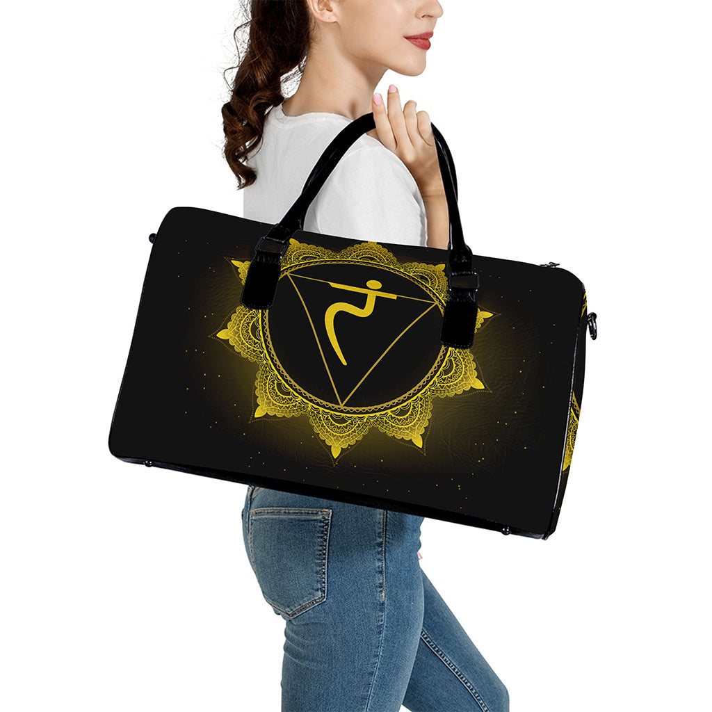 Manipura Chakra Symbol Print Leather Duffle Bag
