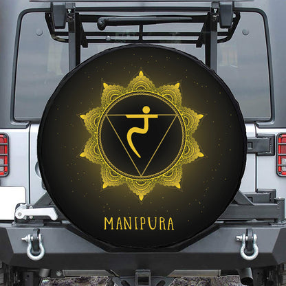 Manipura Chakra Symbol Print Leather Spare Tire Cover