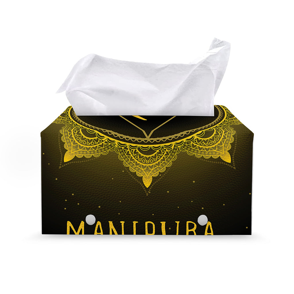 Manipura Chakra Symbol Print Leather Tissue Box Cover