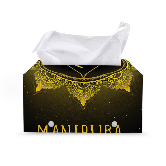 Manipura Chakra Symbol Print Leather Tissue Box Cover