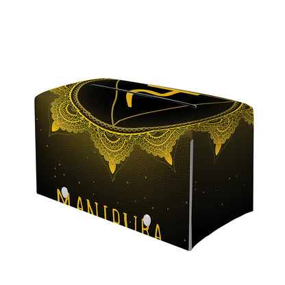 Manipura Chakra Symbol Print Leather Tissue Box Cover