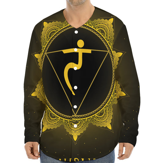 Manipura Chakra Symbol Print Long Sleeve Baseball Jersey