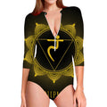 Manipura Chakra Symbol Print Long Sleeve Swimsuit