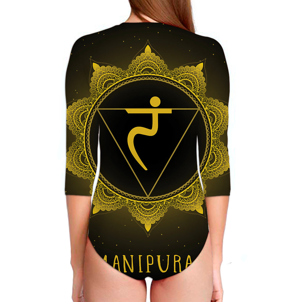 Manipura Chakra Symbol Print Long Sleeve Swimsuit