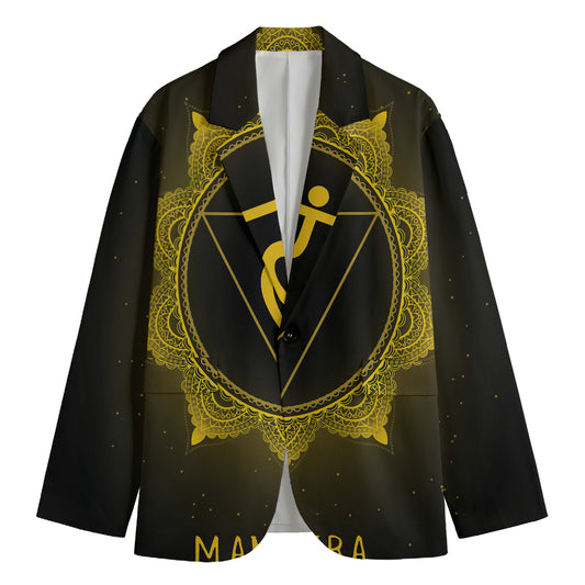 Manipura Chakra Symbol Print Men's Cotton Blazer