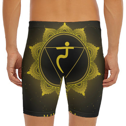 Manipura Chakra Symbol Print Men's Long Boxer Briefs