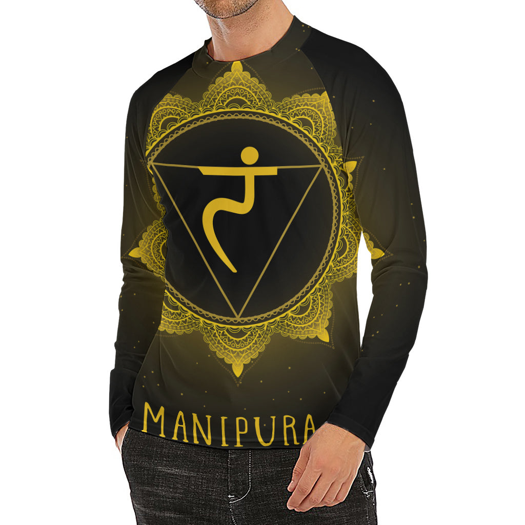 Manipura Chakra Symbol Print Men's Long Sleeve Rash Guard