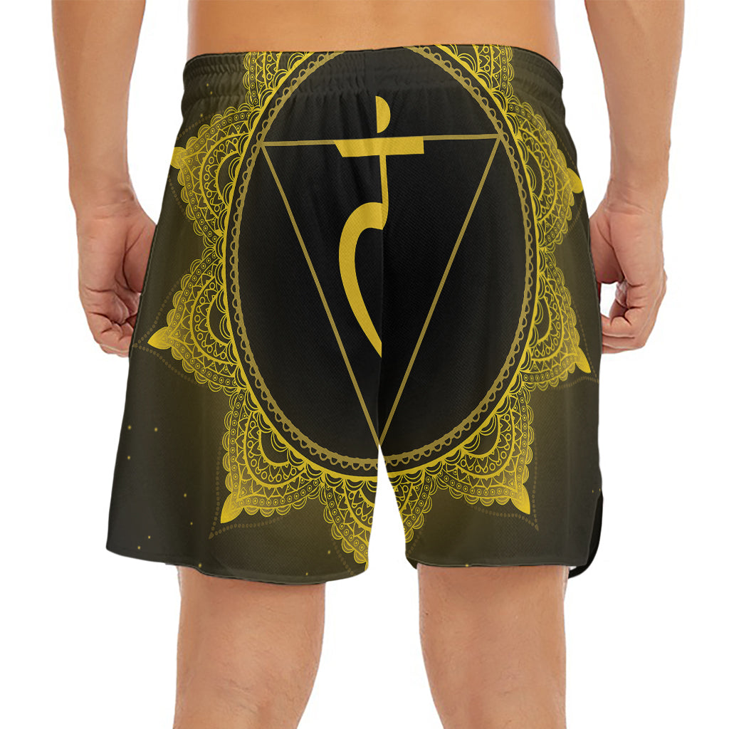 Manipura Chakra Symbol Print Men's Split Running Shorts