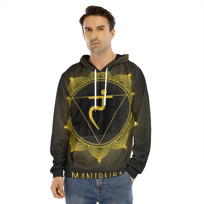 Manipura Chakra Symbol Print Men's Velvet Pullover Hoodie