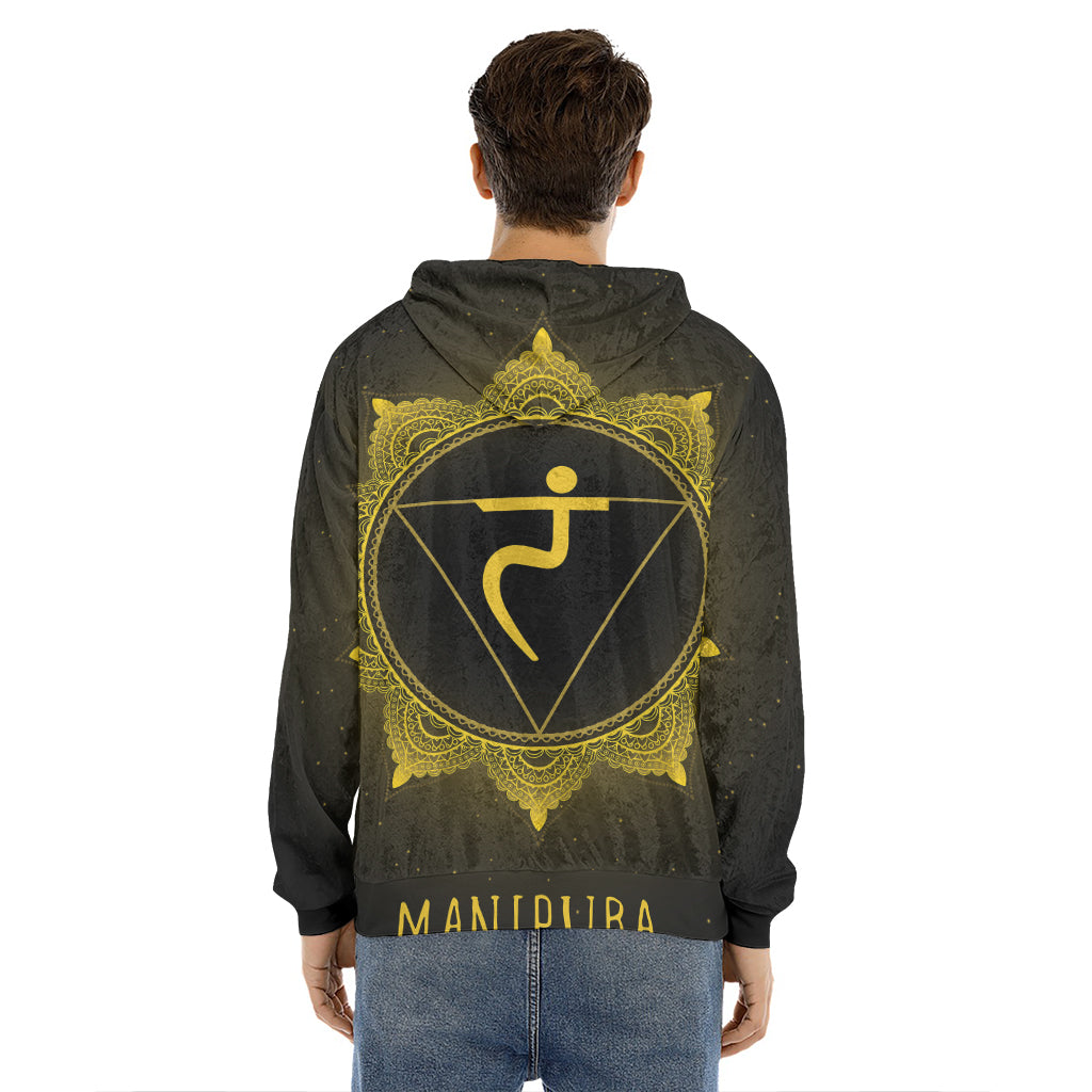Manipura Chakra Symbol Print Men's Velvet Pullover Hoodie