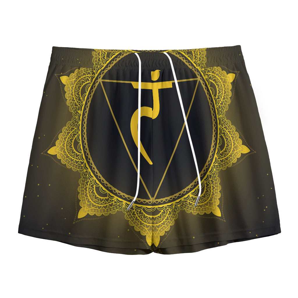 Manipura Chakra Symbol Print Mesh Shorts