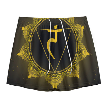 Manipura Chakra Symbol Print Mesh Shorts