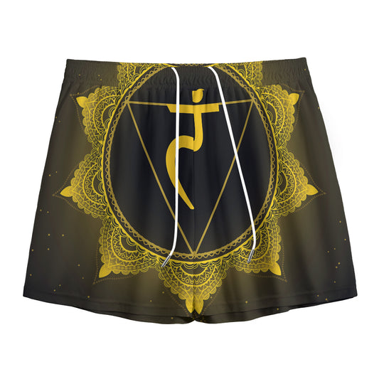 Manipura Chakra Symbol Print Mesh Shorts