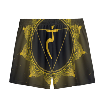 Manipura Chakra Symbol Print Mesh Shorts