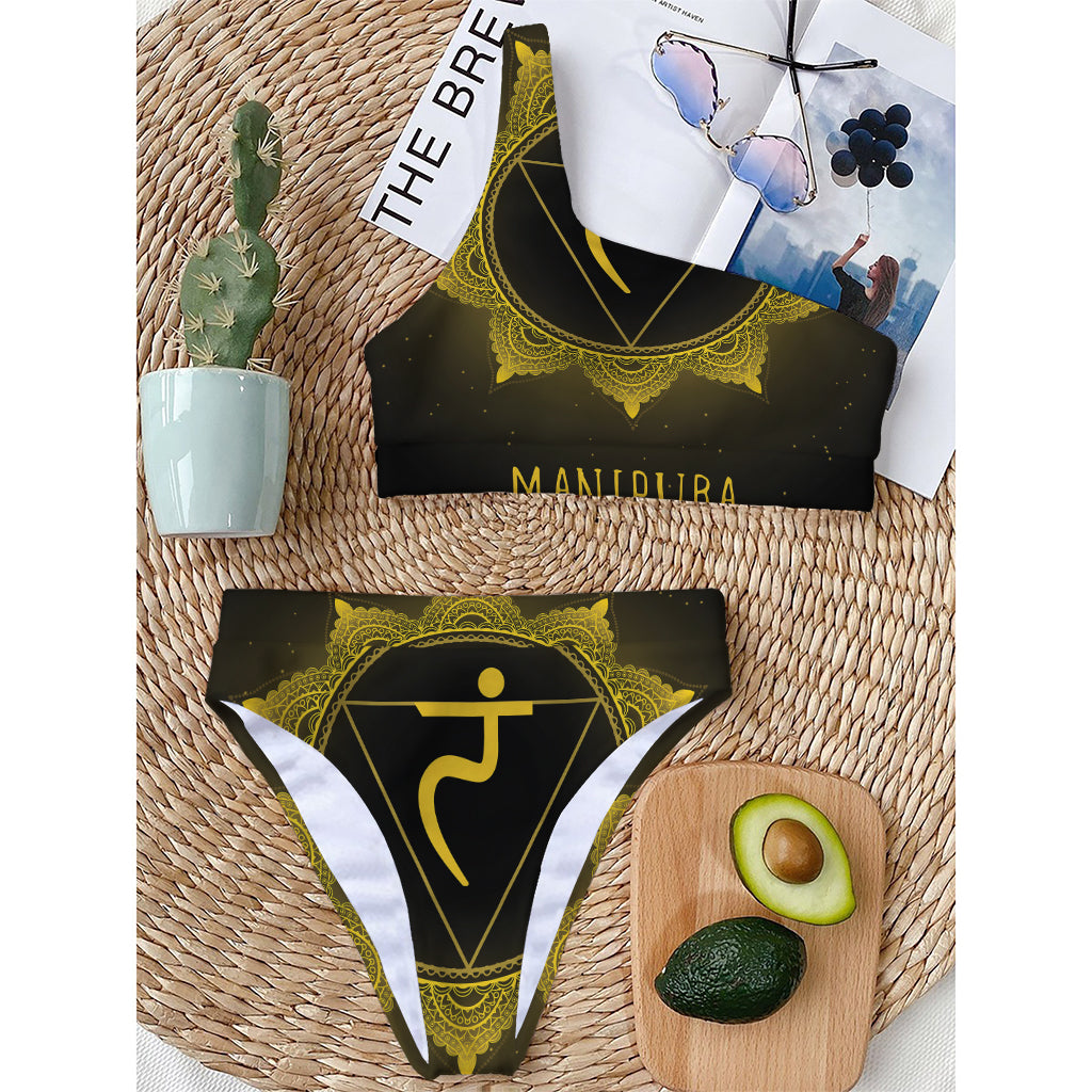Manipura Chakra Symbol Print One Shoulder Bikini Top