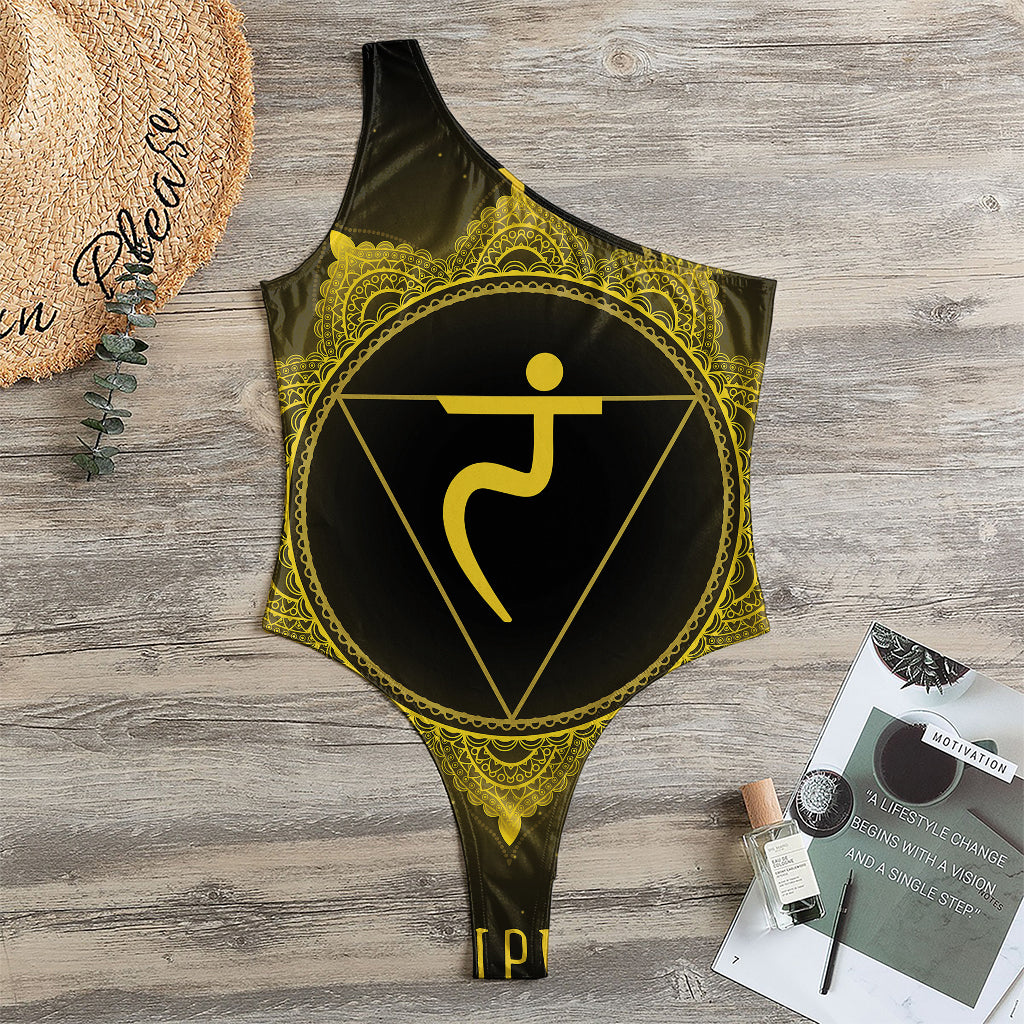 Manipura Chakra Symbol Print One Shoulder Bodysuit