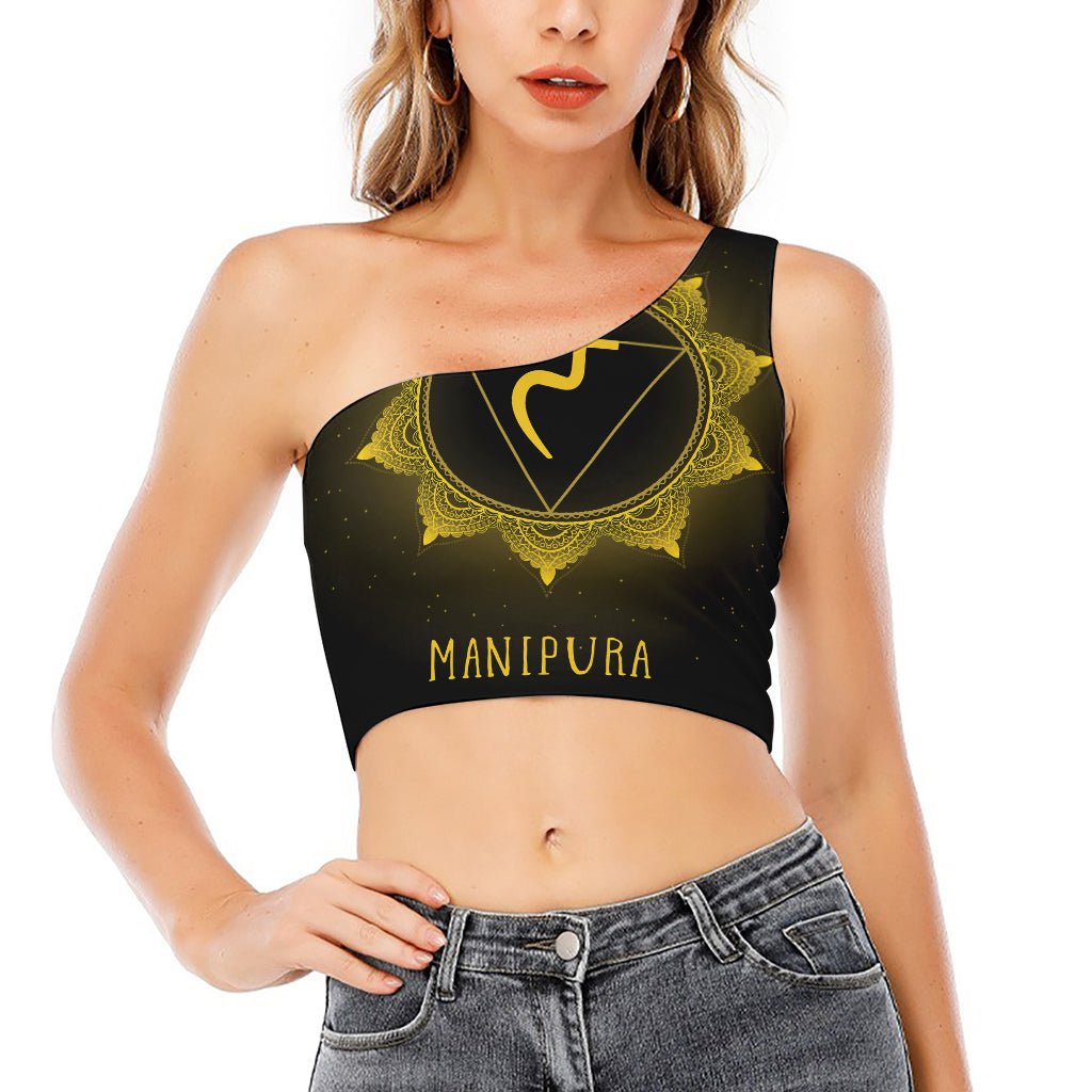 Manipura Chakra Symbol Print One Shoulder Crop Top