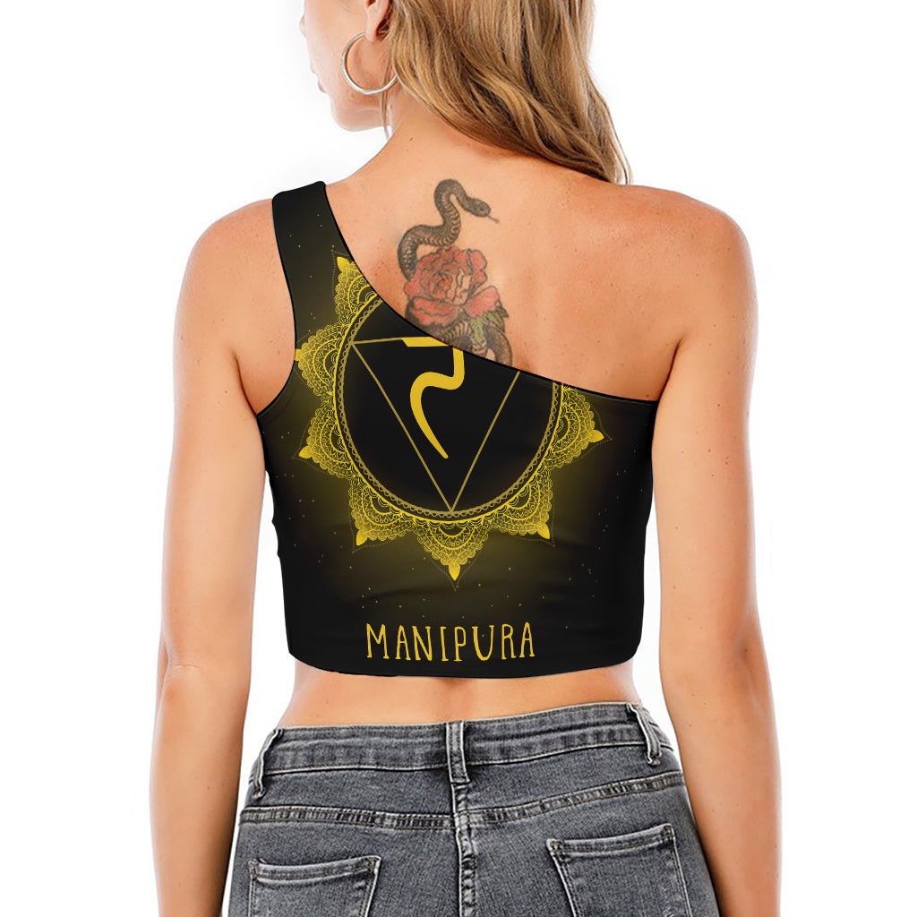 Manipura Chakra Symbol Print One Shoulder Crop Top