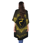 Manipura Chakra Symbol Print Open Front Beach Cover Up