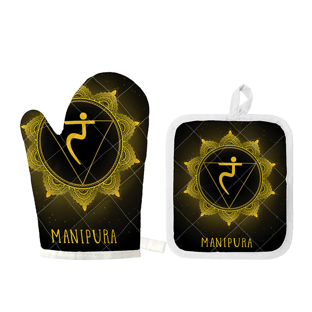 Manipura Chakra Symbol Print Oven Mitt And Pot Holder Set