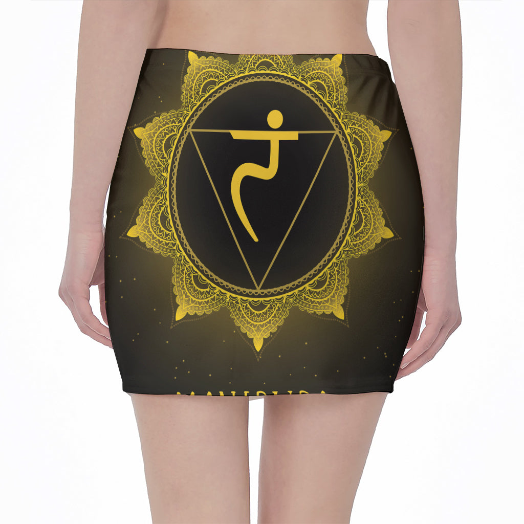 Manipura Chakra Symbol Print Pencil Mini Skirt