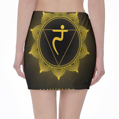 Manipura Chakra Symbol Print Pencil Mini Skirt
