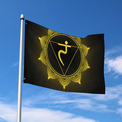 Manipura Chakra Symbol Print Polyester Flag