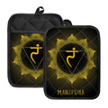 Manipura Chakra Symbol Print Pot Holders With Pocket