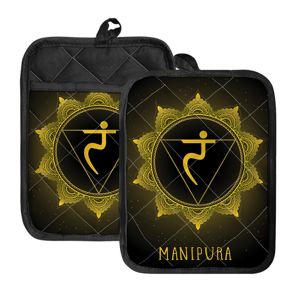 Manipura Chakra Symbol Print Pot Holders With Pocket