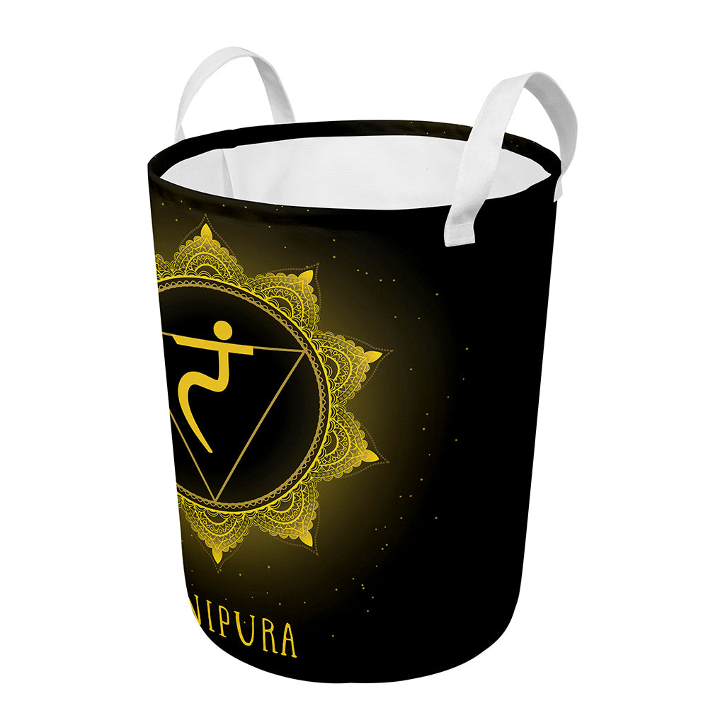 Manipura Chakra Symbol Print Round Laundry Basket