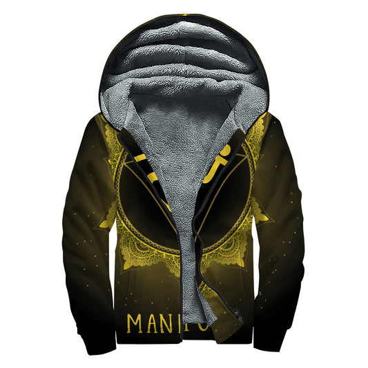 Manipura Chakra Symbol Print Sherpa Lined Zip Up Hoodie