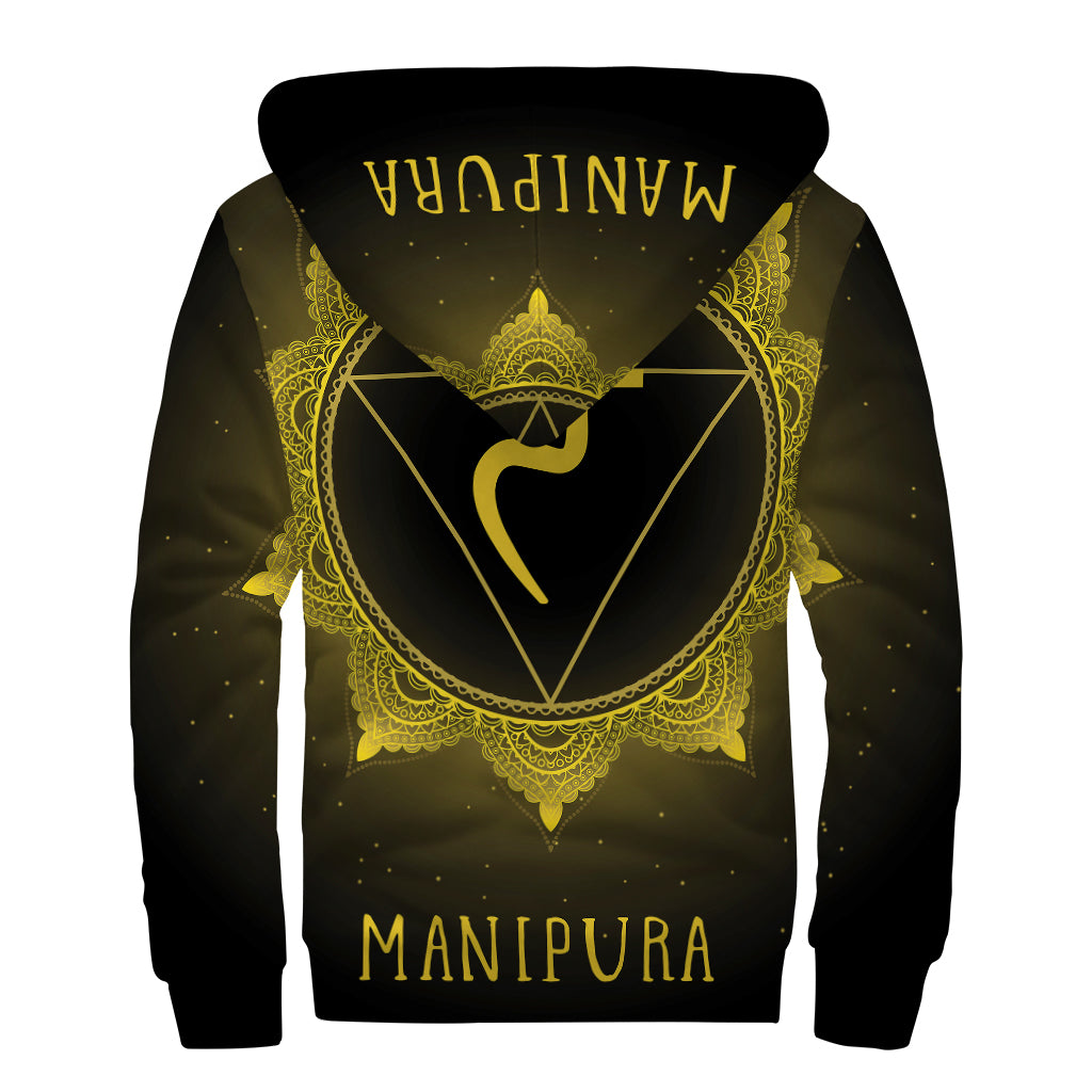 Manipura Chakra Symbol Print Sherpa Lined Zip Up Hoodie
