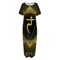 Manipura Chakra Symbol Print Short Sleeve Long Nightdress