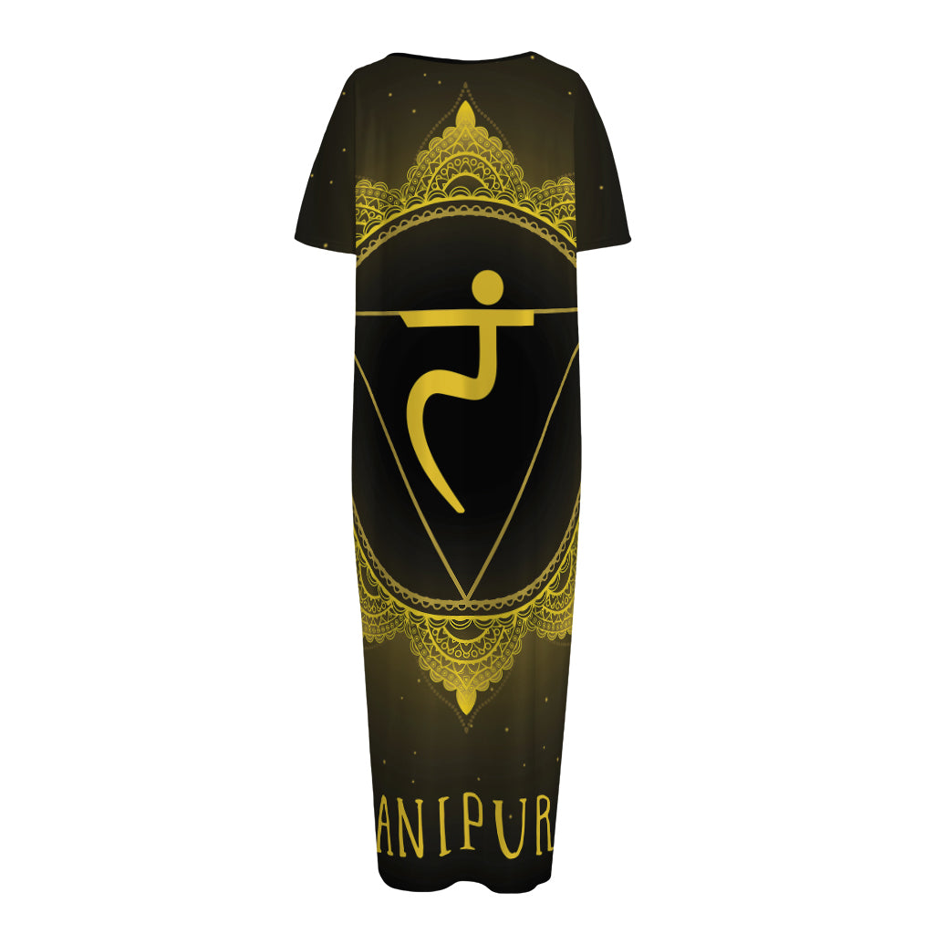 Manipura Chakra Symbol Print Short Sleeve Long Nightdress