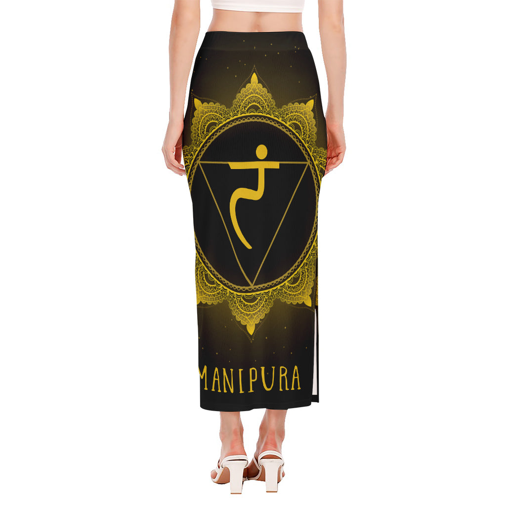 Manipura Chakra Symbol Print Side Slit Maxi Skirt
