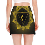 Manipura Chakra Symbol Print Side Slit Mini Skirt