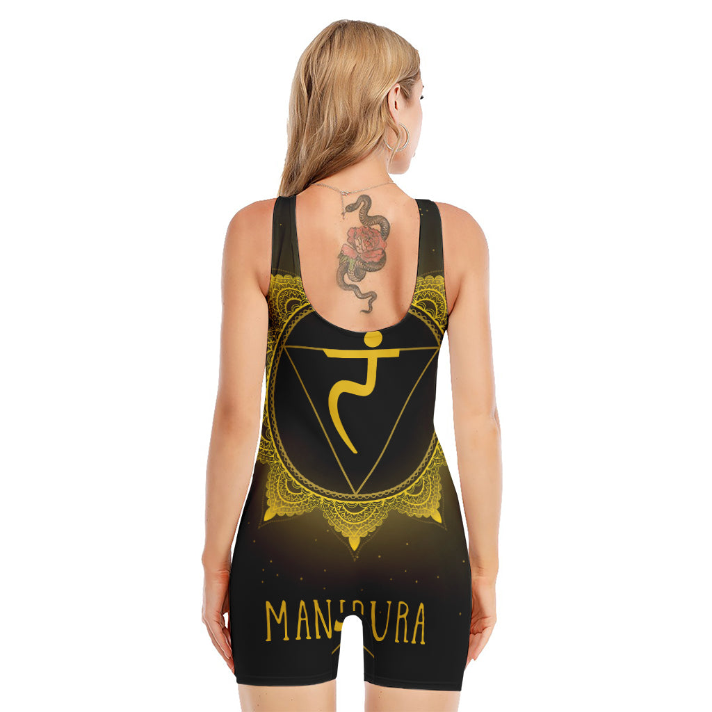 Manipura Chakra Symbol Print Sleeveless One Piece Swimsuit
