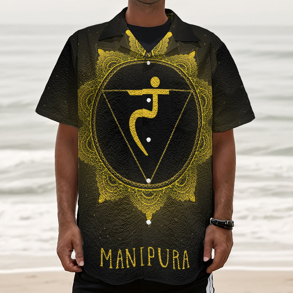 Manipura Chakra Symbol Print Textured Short Sleeve Shirt