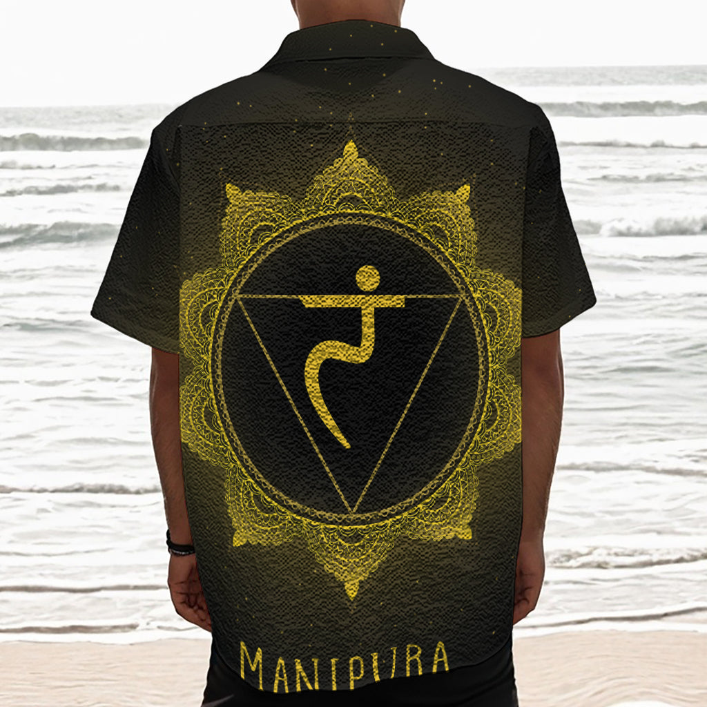 Manipura Chakra Symbol Print Textured Short Sleeve Shirt