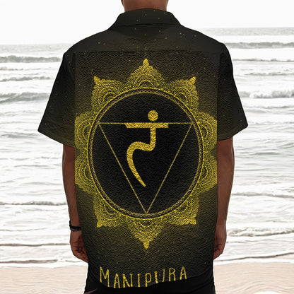 Manipura Chakra Symbol Print Textured Short Sleeve Shirt