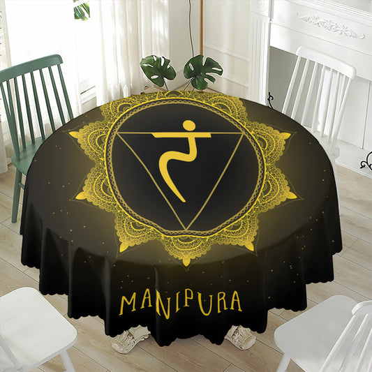 Manipura Chakra Symbol Print Waterproof Round Tablecloth