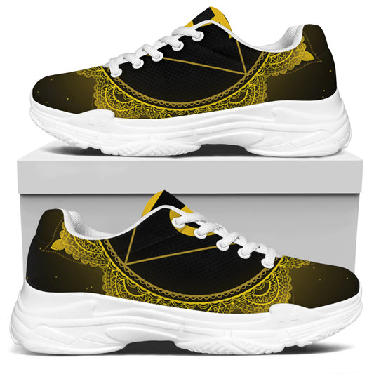 Manipura Chakra Symbol Print White Chunky Shoes