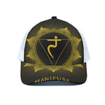 Manipura Chakra Symbol Print White Mesh Trucker Cap